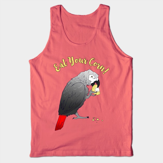 African Grey Parrot eating Corn Tank Top by Einstein Parrot